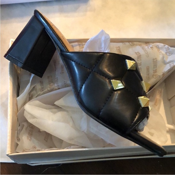 🌟G. C. Shoes Quilted Studded slip on chunky heel sandals storage bags & box - Picture 5 of 16